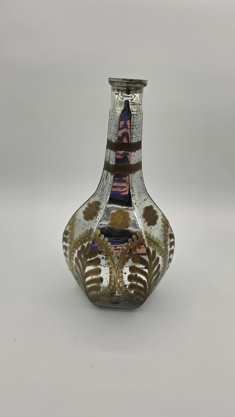 Vintage Mercury Glass Etched Decanter